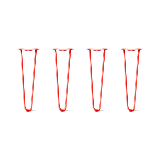 Hairpin Legs Set of 4, 2-Rod Design - Orange-Red Powder Coated Finish