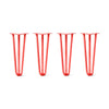 DIY Hairpin Legs Hairpin Legs 19" / Orange / Red / 1/2" Hairpin Legs Set of 4, 3-Rod Design - Orange-Red Powder Coated Finish