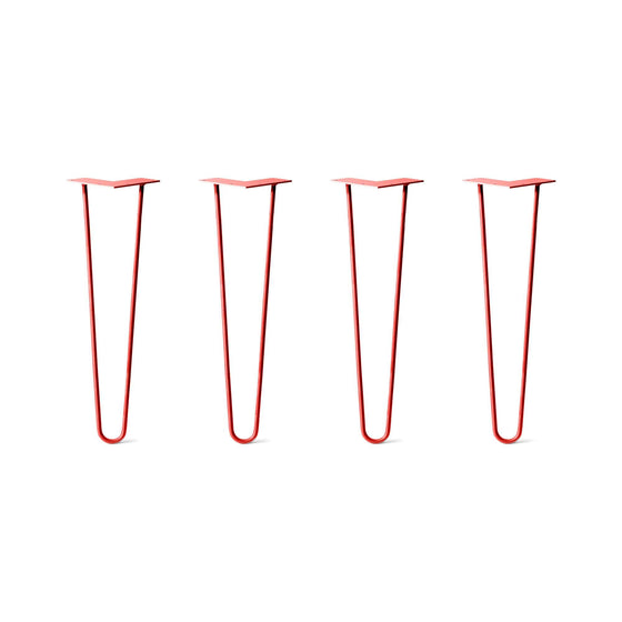 Hairpin Legs Set of 4, 2-Rod Design - Orange-Red Powder Coated Finish