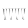 Hairpin Legs Set of 4, 3-Rod Design - Raw Steel