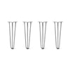 Hairpin Legs Set of 4, 3-Rod Design - Raw Steel