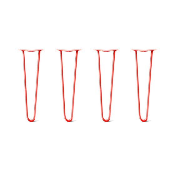 Hairpin Legs Set of 4, 2-Rod Design - Orange-Red Powder Coated Finish