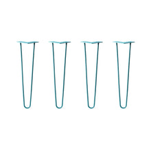  Hairpin Legs Set of 4, 2-Rod Design - Teal Powder Coated Finish