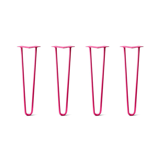 Hairpin Legs Set of 4, 2-Rod Design - Fuchsia Powder Coated Finish