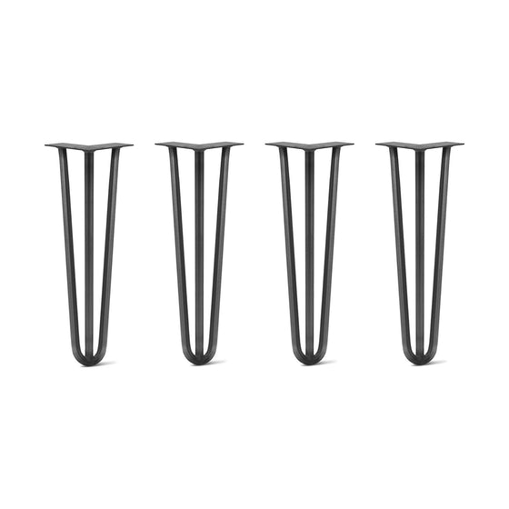 Hairpin Legs Set of 4, 3-Rod Design - Jet Black Satin Powder Coated Finish