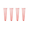 Hairpin Legs Set of 4, 3-Rod Design - Orange-Red Powder Coated Finish