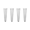 Hairpin Legs Set of 4, 3-Rod Design - Raw Steel