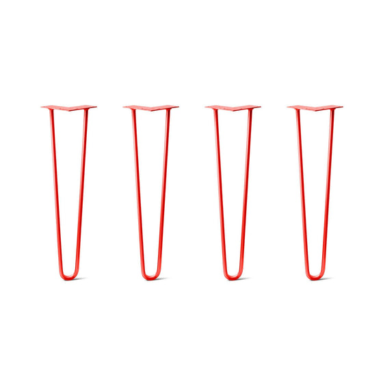 Hairpin Legs Set of 4, 2-Rod Design - Orange-Red Powder Coated Finish