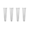 Hairpin Legs Set of 4, 3-Rod Design - Raw Steel