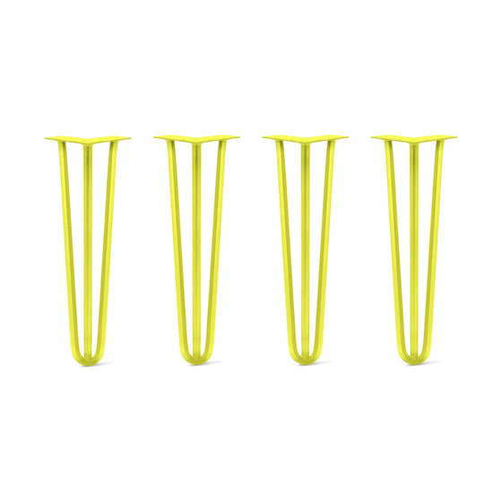 Hairpin Legs Set of 4, 3-Rod Design - Yellow Powder Coated Finish