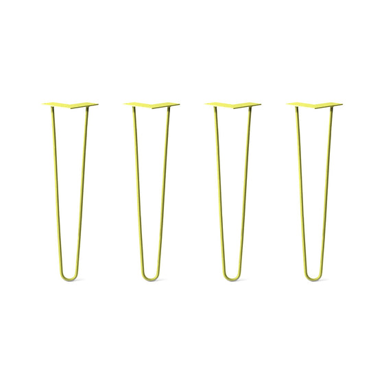 Hairpin Legs Set of 4, 2-Rod Design - Yellow Powder Coated Finish