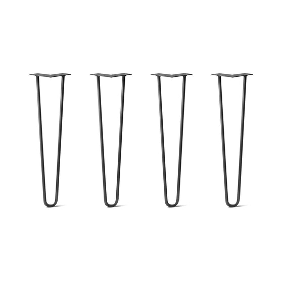 Hairpin Legs Set of 4, 2-Rod Design - Jet Black Satin Powder Coated Finish