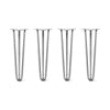 Hairpin Legs Set of 4, 3-Rod Design - Raw Steel