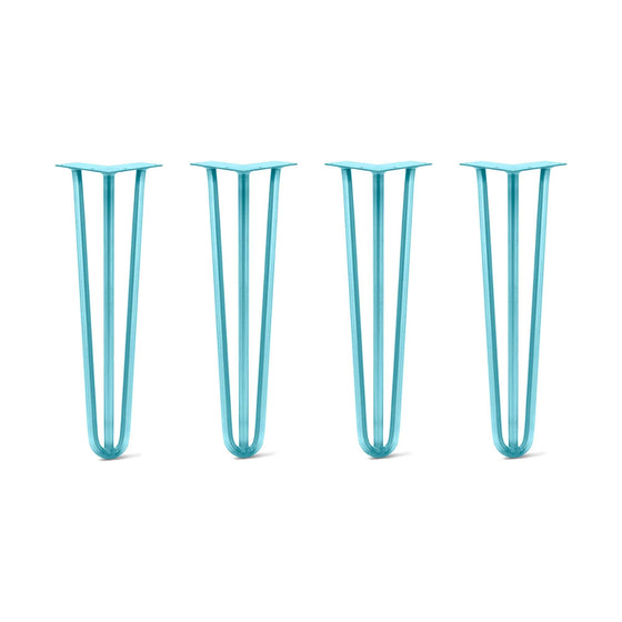 Hairpin Legs Set of 4, 3-Rod Design - Teal Powder Coated Finish