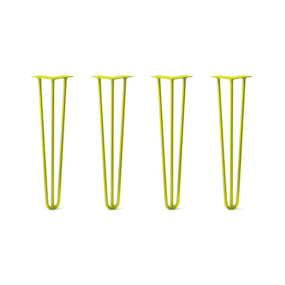 Hairpin Legs Set of 4, 3-Rod Design - Yellow Powder Coated Finish