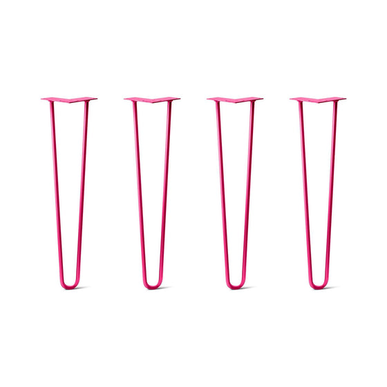 Hairpin Legs Set of 4, 2-Rod Design - Fuchsia Powder Coated Finish