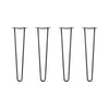Hairpin Legs Set of 4, 2-Rod Design - Jet Black Satin Powder Coated Finish
