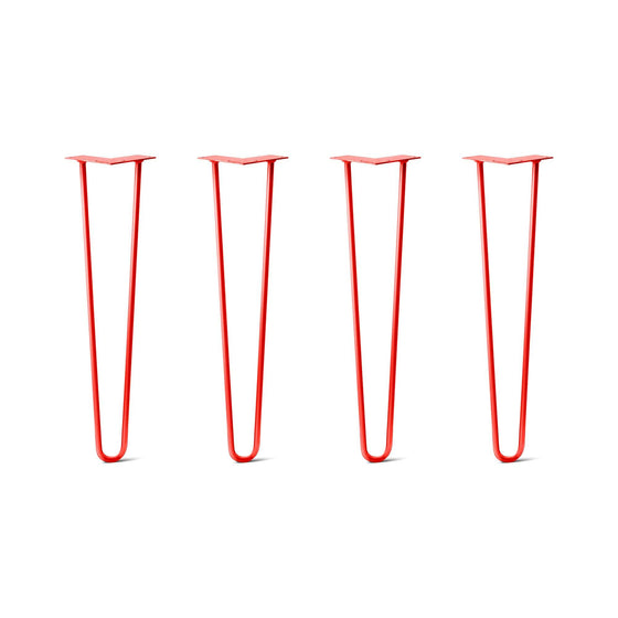 Hairpin Legs Set of 4, 2-Rod Design - Orange-Red Powder Coated Finish