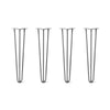 Hairpin Legs Set of 4, 3-Rod Design - Raw Steel