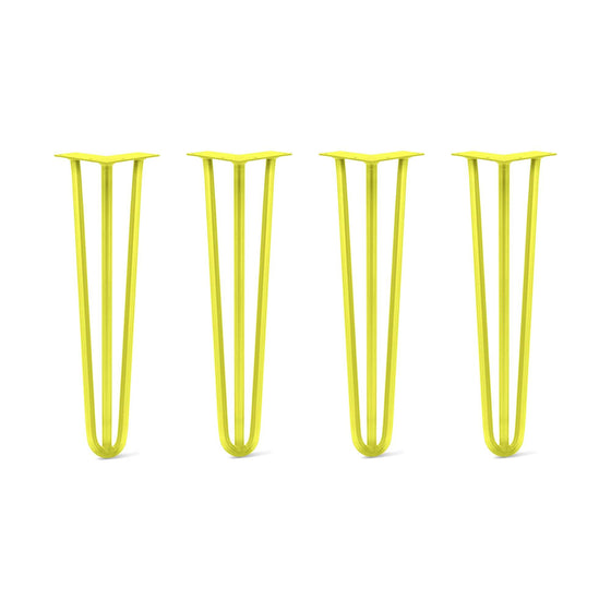 Hairpin Legs Set of 4, 3-Rod Design - Yellow Powder Coated Finish