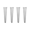 Hairpin Legs Set of 4, 3-Rod Design - Raw Steel