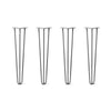 Hairpin Legs Set of 4, 3-Rod Design - Raw Steel