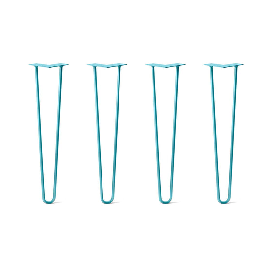 Hairpin Legs Set of 4, 2-Rod Design - Teal Powder Coated Finish