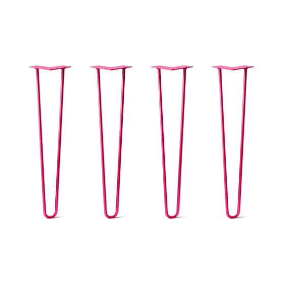 Hairpin Legs Set of 4, 2-Rod Design - Fuchsia Powder Coated Finish
