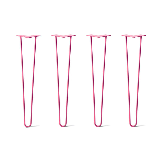 Hairpin Legs Set of 4, 2-Rod Design - Fuchsia Powder Coated Finish