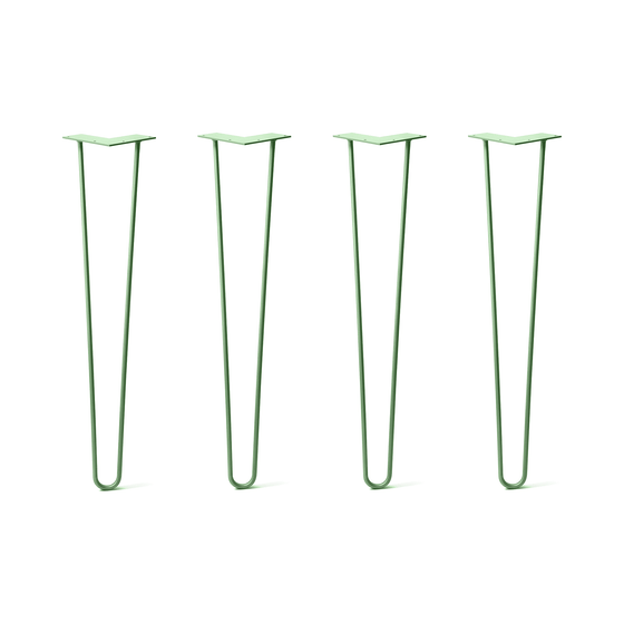 Hairpin Legs Set of 4, 2-Rod Design - Mint Powder Coated Finish