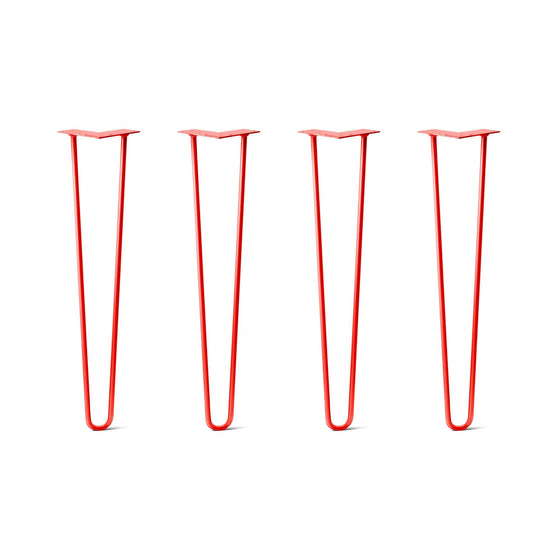 Hairpin Legs Set of 4, 2-Rod Design - Orange-Red Powder Coated Finish