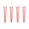 Hairpin Legs Set of 4, 3-Rod Design - Orange-Red Powder Coated Finish