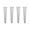 Hairpin Legs Set of 4, 3-Rod Design - Raw Steel