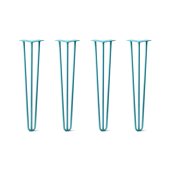 Hairpin Legs Set of 4, 3-Rod Design - Teal Powder Coated Finish
