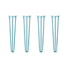 DIY Hairpin Legs Hairpin Legs 26" / Teal / 3/8" Hairpin Legs Set of 4, 3-Rod Design - Teal Powder Coated Finish