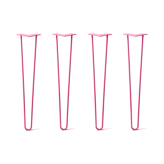 Hairpin Legs Set of 4, 2-Rod Design - Fuchsia Powder Coated Finish