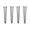 DIY Hairpin Legs Hairpin Legs 27" / Jet Black Satin / 1/2" Hairpin Legs Set of 4, 3-Rod Design - Jet Black Satin Powder Coated Finish