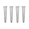 Hairpin Legs Set of 4, 3-Rod Design - Jet Black Satin Powder Coated Finish
