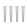 Hairpin Legs Set of 4, 3-Rod Design - Raw Steel