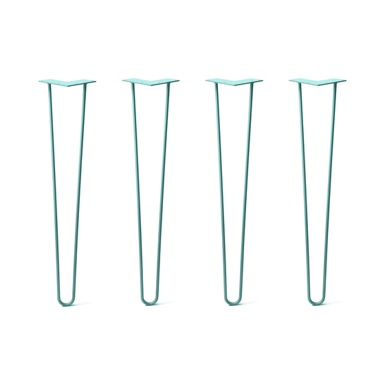 Hairpin Legs Set of 4, 2-Rod Design - Turquoise Powder Coated Finish