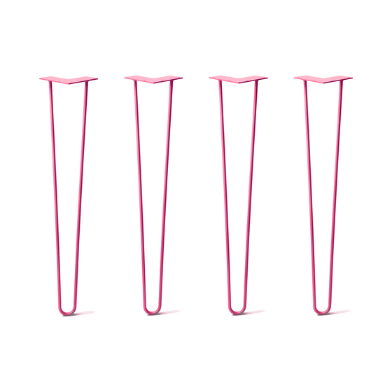 Hairpin Legs Set of 4, 2-Rod Design - Fuchsia Powder Coated Finish