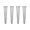 Hairpin Legs Set of 4, 3-Rod Design - Jet Black Satin Powder Coated Finish