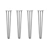 Hairpin Legs Set of 4, 3-Rod Design - Raw Steel