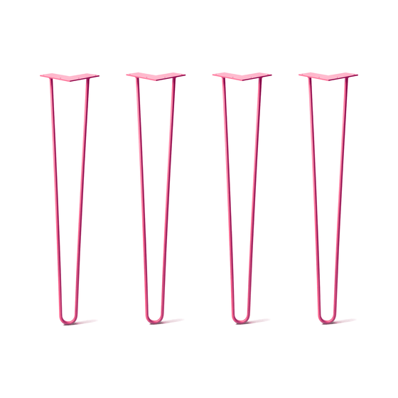 Hairpin Legs Set of 4, 2-Rod Design - Fuchsia Powder Coated Finish