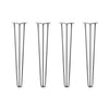 Hairpin Legs Set of 4, 3-Rod Design - Raw Steel