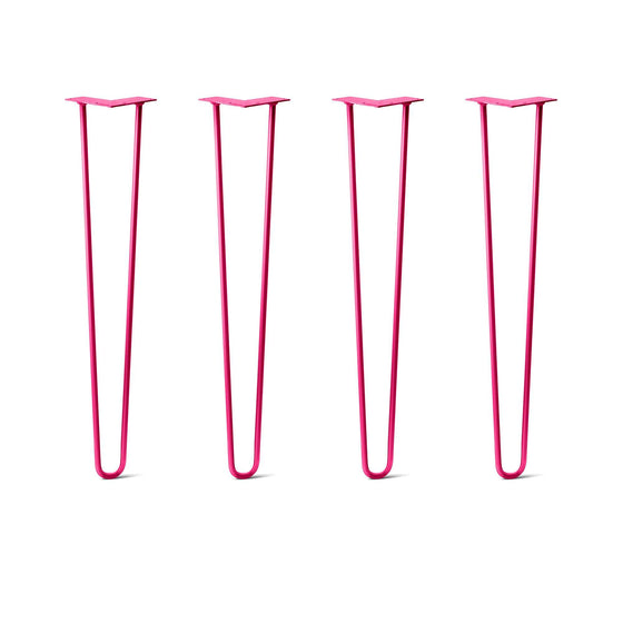 Hairpin Legs Set of 4, 2-Rod Design - Fuchsia Powder Coated Finish