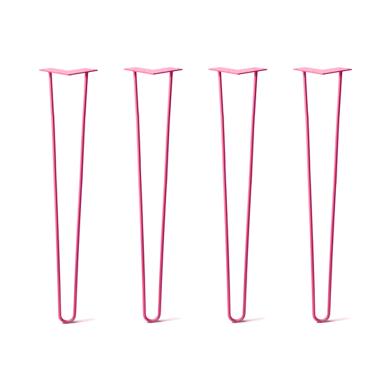 Hairpin Legs Set of 4, 2-Rod Design - Fuchsia Powder Coated Finish