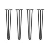 DIY Hairpin Legs Hairpin Legs 30" / Jet Black Satin / 1/2" Hairpin Legs Set of 4, 3-Rod Design - Jet Black Satin Powder Coated Finish