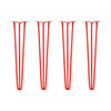Hairpin Legs Set of 4, 3-Rod Design - Orange-Red Powder Coated Finish