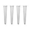 Hairpin Legs Set of 4, 3-Rod Design - Raw Steel